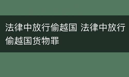 法律中放行偷越国 法律中放行偷越国货物罪