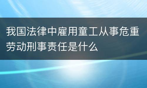 我国法律中雇用童工从事危重劳动刑事责任是什么