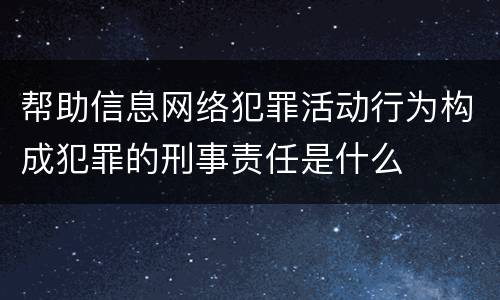 帮助信息网络犯罪活动行为构成犯罪的刑事责任是什么