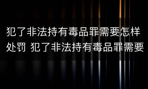 犯了非法持有毒品罪需要怎样处罚 犯了非法持有毒品罪需要怎样处罚才能缓刑
