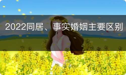 2022同居、事实婚姻主要区别