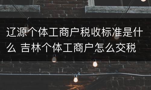 辽源个体工商户税收标准是什么 吉林个体工商户怎么交税