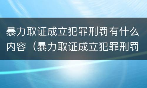 暴力取证成立犯罪刑罚有什么内容（暴力取证成立犯罪刑罚有什么内容吗）