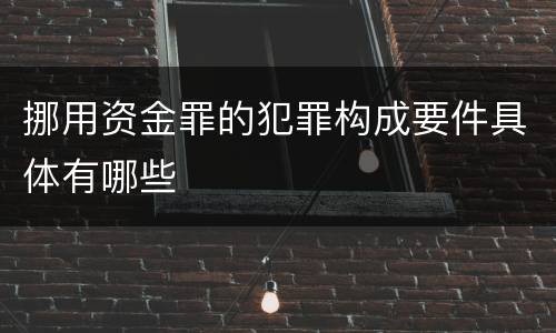 挪用资金罪的犯罪构成要件具体有哪些