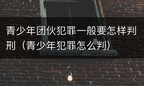 青少年团伙犯罪一般要怎样判刑（青少年犯罪怎么判）