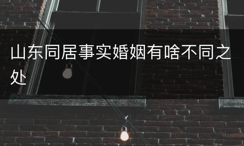 山东同居事实婚姻有啥不同之处