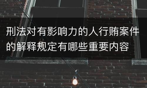 刑法对有影响力的人行贿案件的解释规定有哪些重要内容