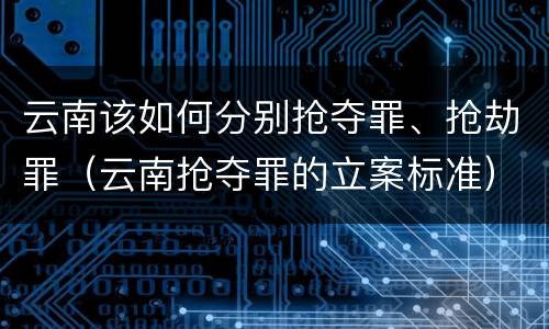 云南该如何分别抢夺罪、抢劫罪（云南抢夺罪的立案标准）