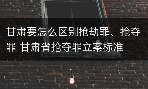 甘肃要怎么区别抢劫罪、抢夺罪 甘肃省抢夺罪立案标准