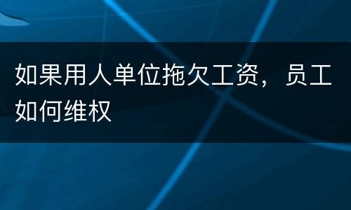 如果用人单位拖欠工资，员工如何维权