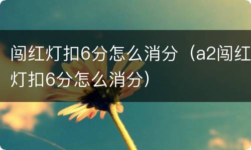 闯红灯扣6分怎么消分（a2闯红灯扣6分怎么消分）