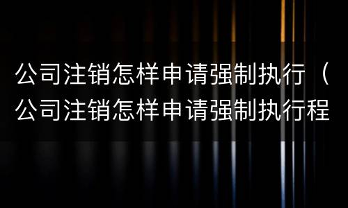 公司注销怎样申请强制执行（公司注销怎样申请强制执行程序）