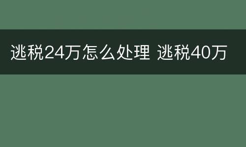 逃税24万怎么处理 逃税40万