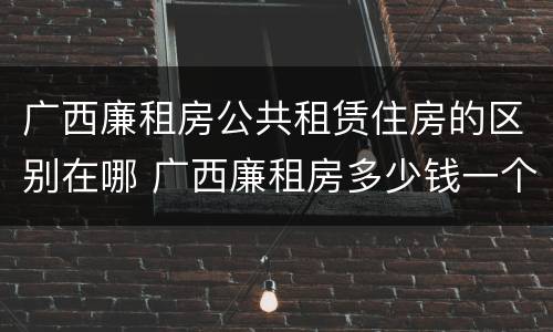 广西廉租房公共租赁住房的区别在哪 广西廉租房多少钱一个月