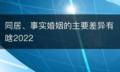 同居、事实婚姻的主要差异有啥2022