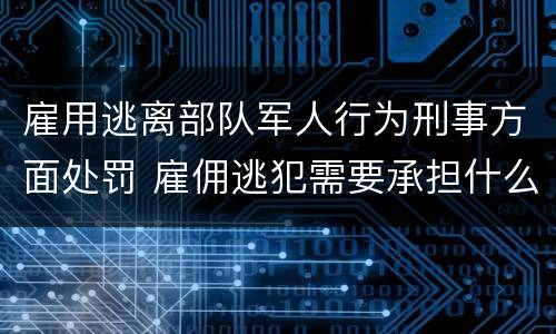 雇用逃离部队军人行为刑事方面处罚 雇佣逃犯需要承担什么责任
