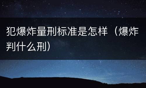 犯爆炸量刑标准是怎样（爆炸判什么刑）