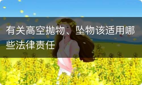 有关高空抛物、坠物该适用哪些法律责任