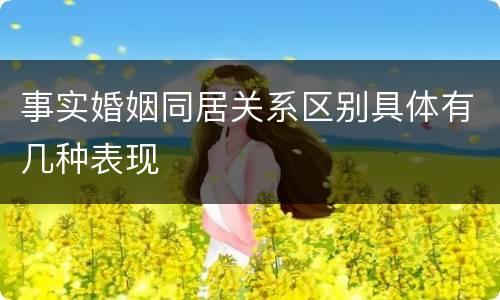 事实婚姻同居关系区别具体有几种表现