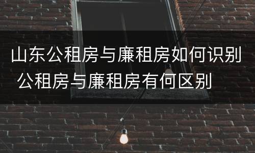 山东公租房与廉租房如何识别 公租房与廉租房有何区别