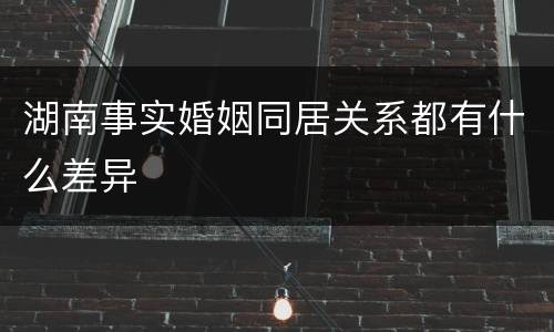 湖南事实婚姻同居关系都有什么差异
