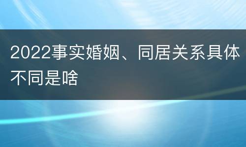 2022事实婚姻、同居关系具体不同是啥