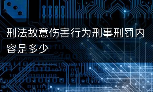 刑法故意伤害行为刑事刑罚内容是多少