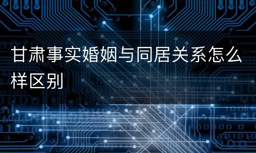 甘肃事实婚姻与同居关系怎么样区别