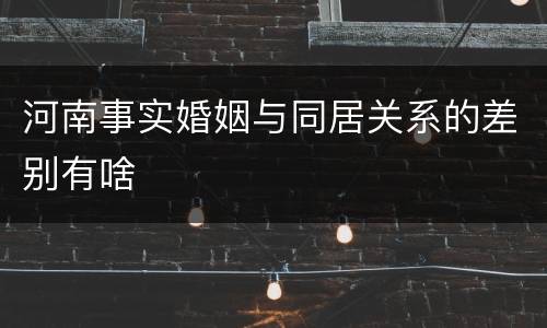 河南事实婚姻与同居关系的差别有啥