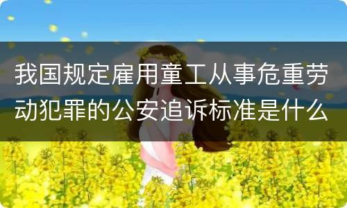 我国规定雇用童工从事危重劳动犯罪的公安追诉标准是什么