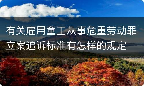 有关雇用童工从事危重劳动罪立案追诉标准有怎样的规定