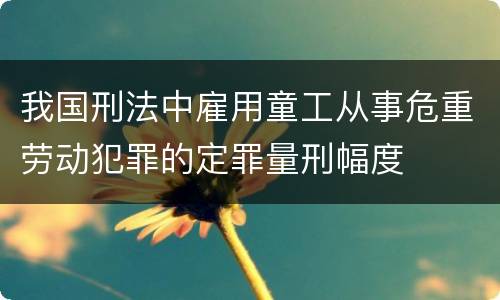 我国刑法中雇用童工从事危重劳动犯罪的定罪量刑幅度
