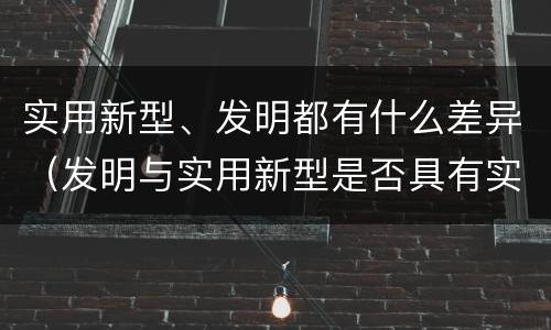 实用新型、发明都有什么差异（发明与实用新型是否具有实用性）