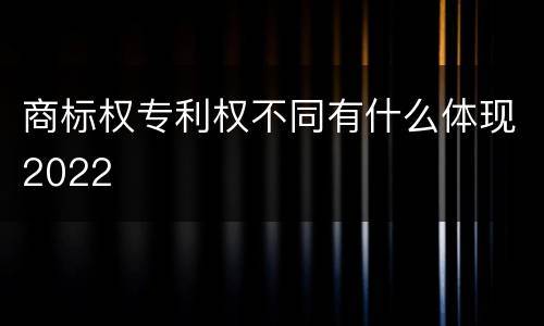 商标权专利权不同有什么体现2022