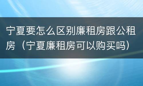 宁夏要怎么区别廉租房跟公租房（宁夏廉租房可以购买吗）