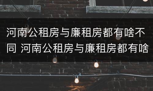 河南公租房与廉租房都有啥不同 河南公租房与廉租房都有啥不同之处