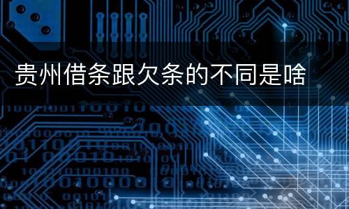 贵州借条跟欠条的不同是啥