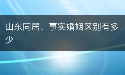 山东同居、事实婚姻区别有多少