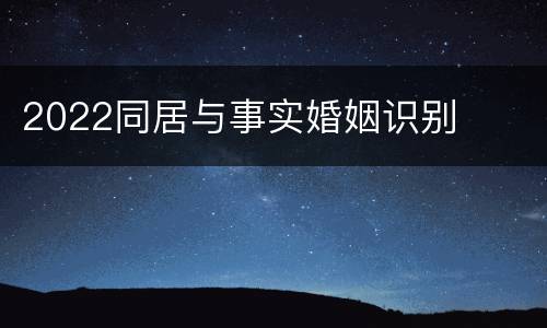 2022同居与事实婚姻识别