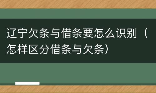 辽宁欠条与借条要怎么识别（怎样区分借条与欠条）