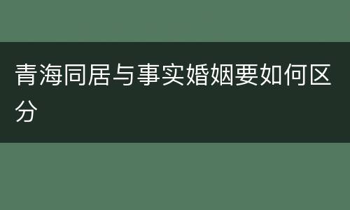 青海同居与事实婚姻要如何区分