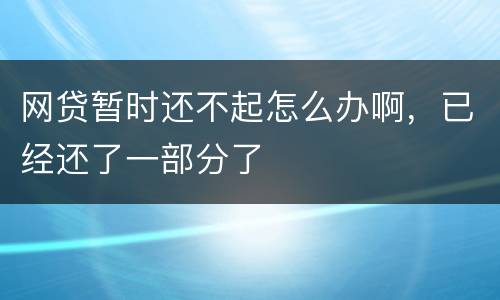 网贷暂时还不起怎么办啊，已经还了一部分了