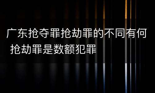 广东抢夺罪抢劫罪的不同有何 抢劫罪是数额犯罪
