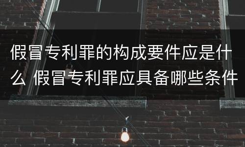 假冒专利罪的构成要件应是什么 假冒专利罪应具备哪些条件