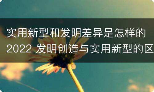 实用新型和发明差异是怎样的2022 发明创造与实用新型的区别
