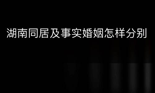 湖南同居及事实婚姻怎样分别