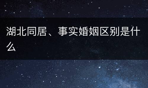 湖北同居、事实婚姻区别是什么