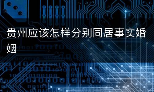 贵州应该怎样分别同居事实婚姻
