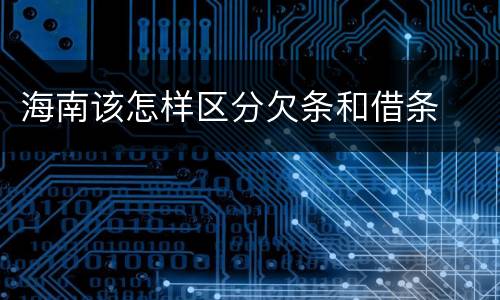 海南该怎样区分欠条和借条