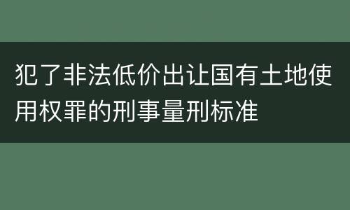 犯了非法低价出让国有土地使用权罪的刑事量刑标准